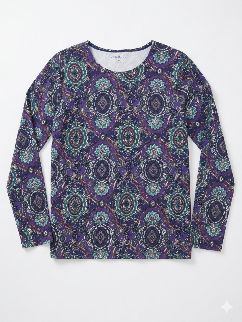 croft & barrow Purple and Teal Paisley Top - XL